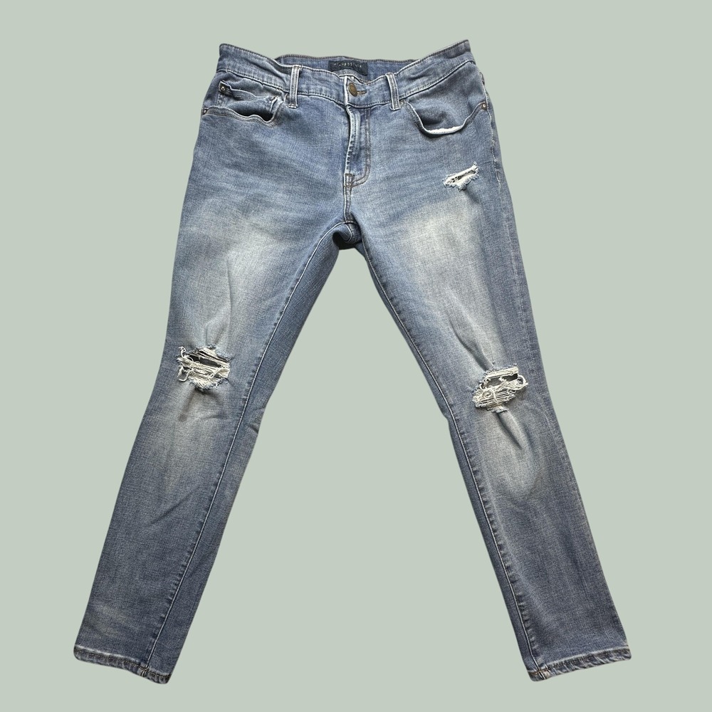 Aeropostale Jeans Mens 30x30 Super Skinny Blue Distressed Ripped Light Wash